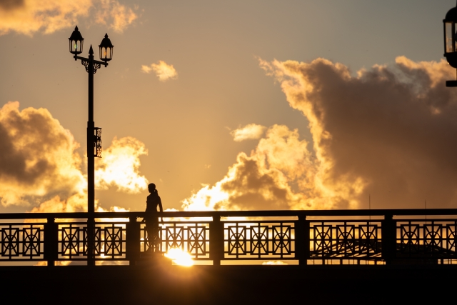 釧路橋夕日