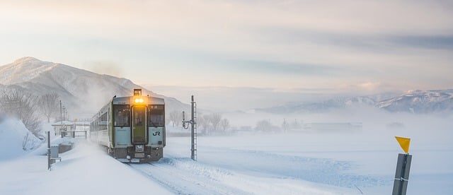 冬景色の電車